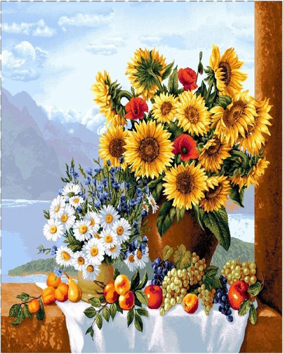 Paint By Numbers - Painting Of Flowers And Fruits On A Table - Framed- 40x50cm - Arterium