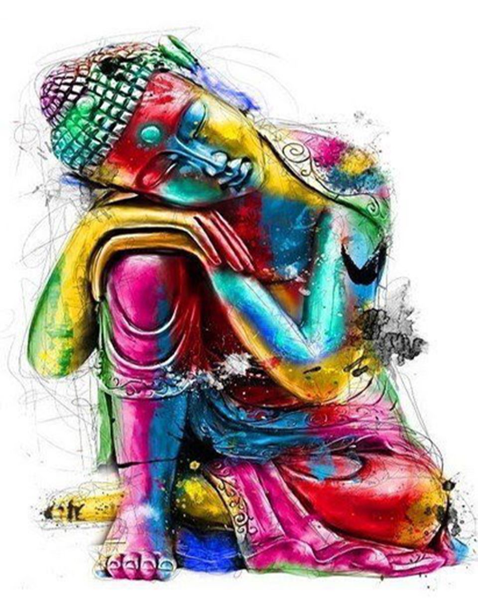 Paint By Numbers - Colourful Buddha - Framed- 40x50cm - Arterium