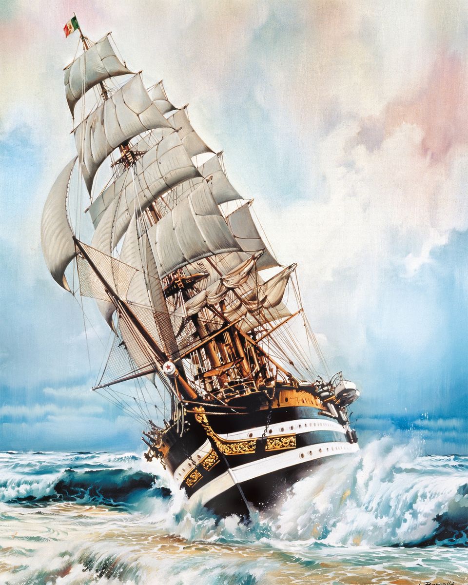 Paint By Numbers - Stormy Seas: A Thrilling Painting Of A Ship Battling The Elements - Framed- 40x50cm - Arterium