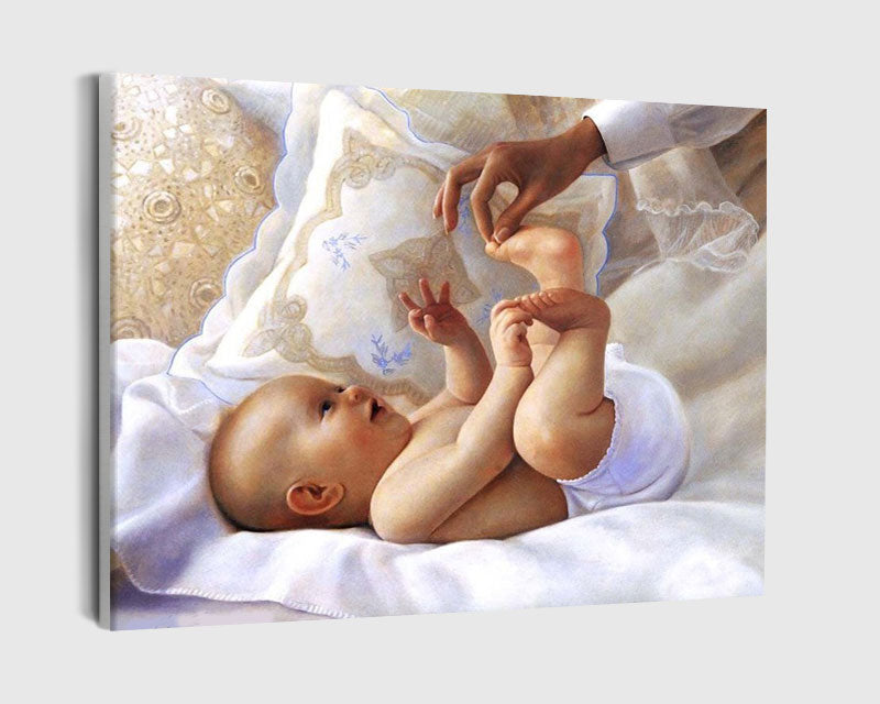 Paint By Numbers - Baby Lying On A Blanket - Framed- 40x50cm - Arterium