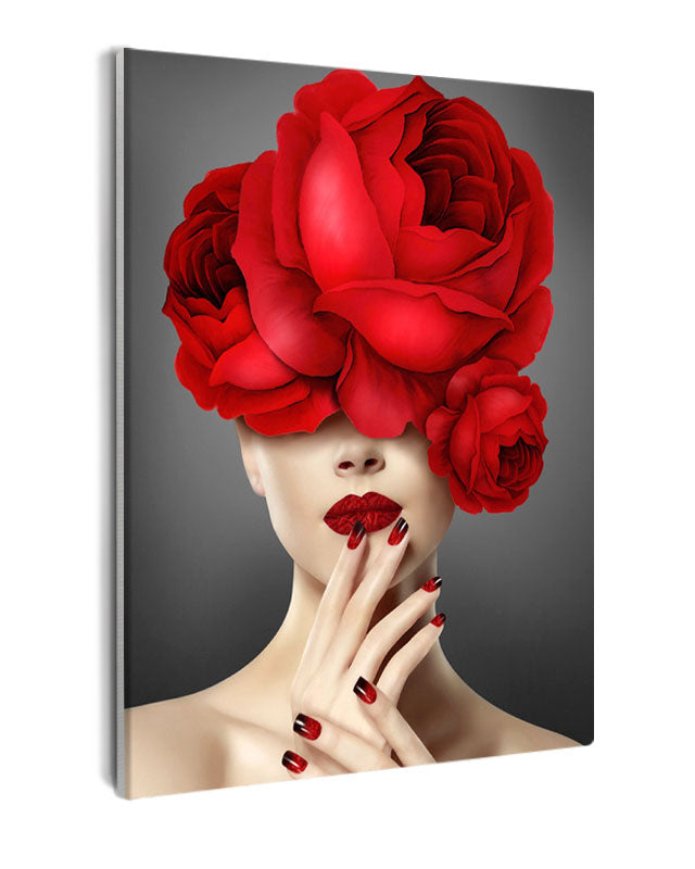 Paint By Numbers - Artistic Elegance: Red Rose Adornment Exudes Luxury - Framed- 40x50cm - Arterium