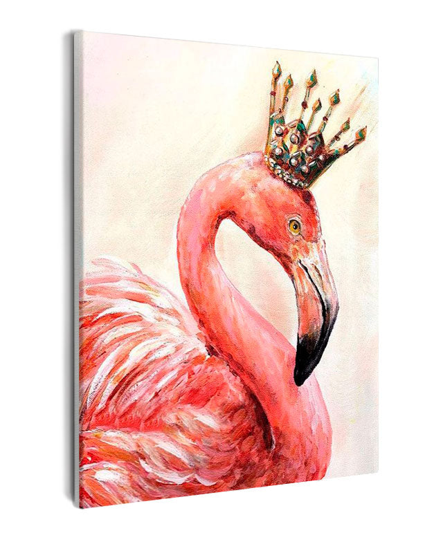 Paint By Numbers - Pink Flamingo With A Crown - Framed- 40x50cm - Arterium