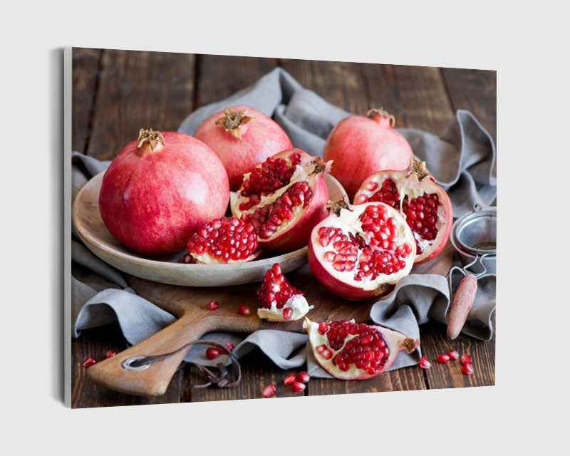 Paint By Numbers - Plate Of Pomegranates On A Table - Framed- 40x50cm - Arterium