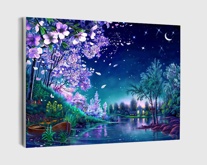 Paint By Numbers - Landscape With Trees And A Lake - Framed- 40x50cm - Arterium