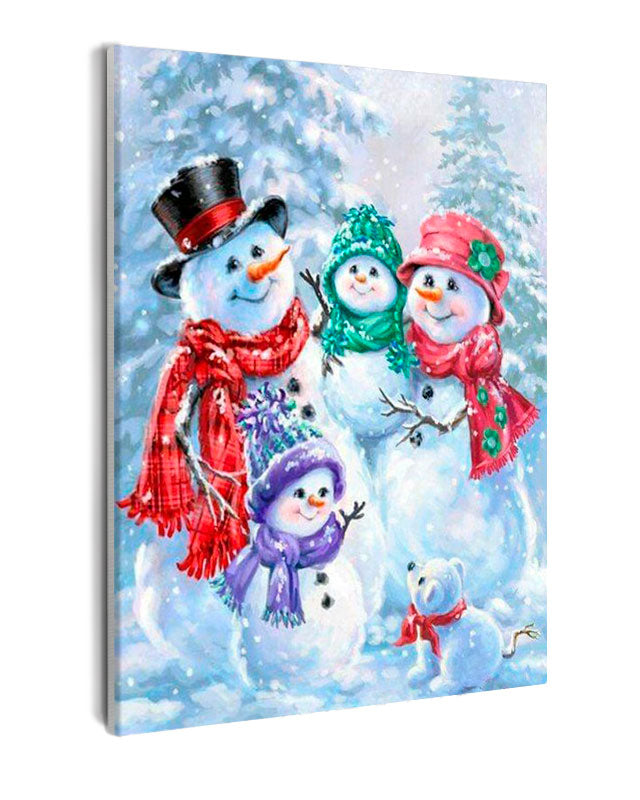 Paint By Numbers - Four Snowmen - Framed- 40x50cm - Arterium