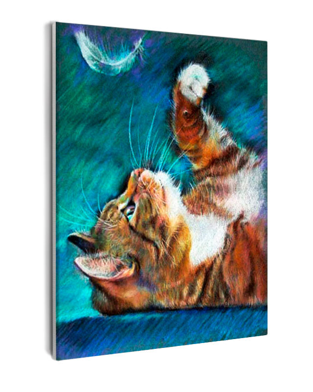Paint By Numbers - Cat And A Feather - Framed- 40x50cm - Arterium