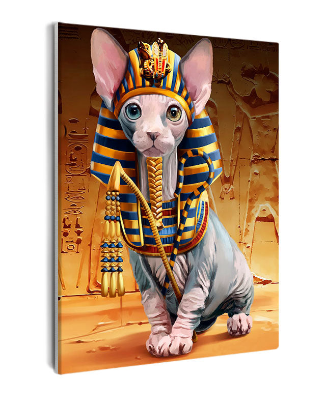 Paint By Numbers - Sphynx Cat In Exquisite Pharaoh Costume: Mystical Elegance In Ancient Egypt - Framed- 40x50cm - Arterium