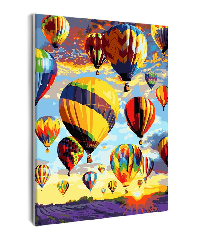Paint By Numbers - Captivating Sunset Hot Air Balloon Spectacle - Framed- 40x50cm - Arterium