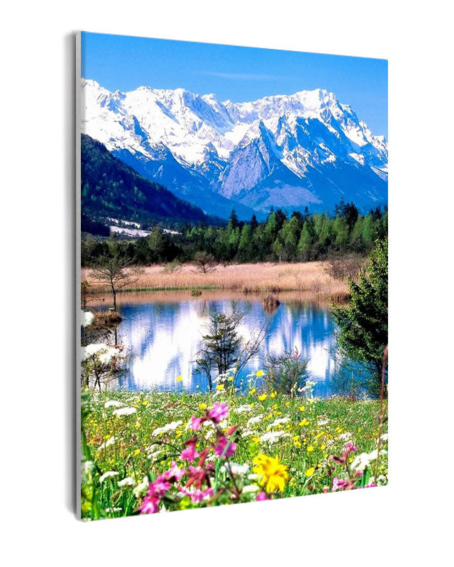 Paint By Numbers - Serene Natural Landscape With Snow-Capped Mountains And Tranquil Waters - Framed- 40x50cm - Arterium