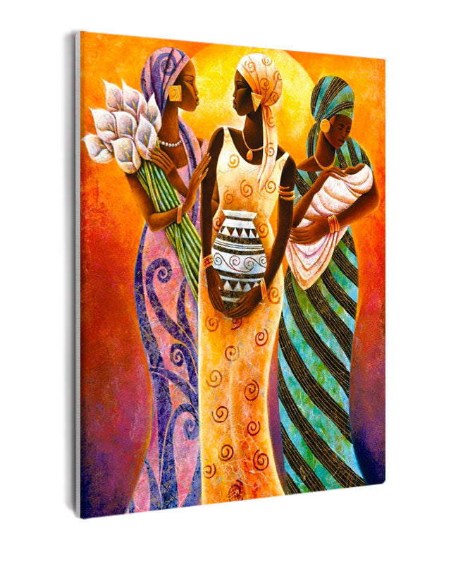 Paint By Numbers - Three African Women In Traditional Dresses 2 - Framed- 40x50cm - Arterium
