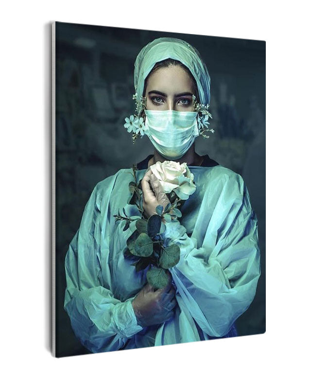 Paint By Numbers - White Masked Woman With A Rose: A Moody Contrast - Framed- 40x50cm - Arterium