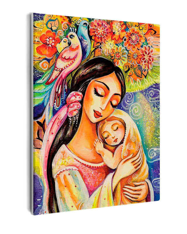 Paint By Numbers - Cartoony Woman Is Holding A Baby - Framed- 40x50cm - Arterium