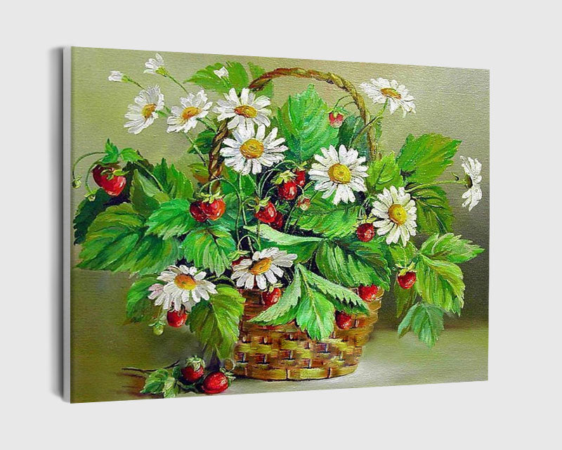 Paint By Numbers - Camomiles In A Basket - Framed- 40x50cm - Arterium