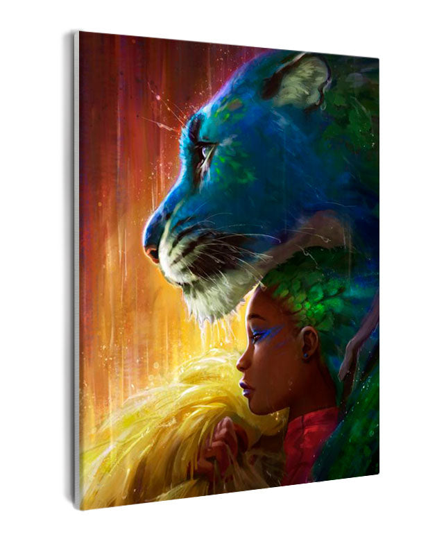 Paint By Numbers - Woman With A Colourful Tiger Head - Framed- 40x50cm - Arterium