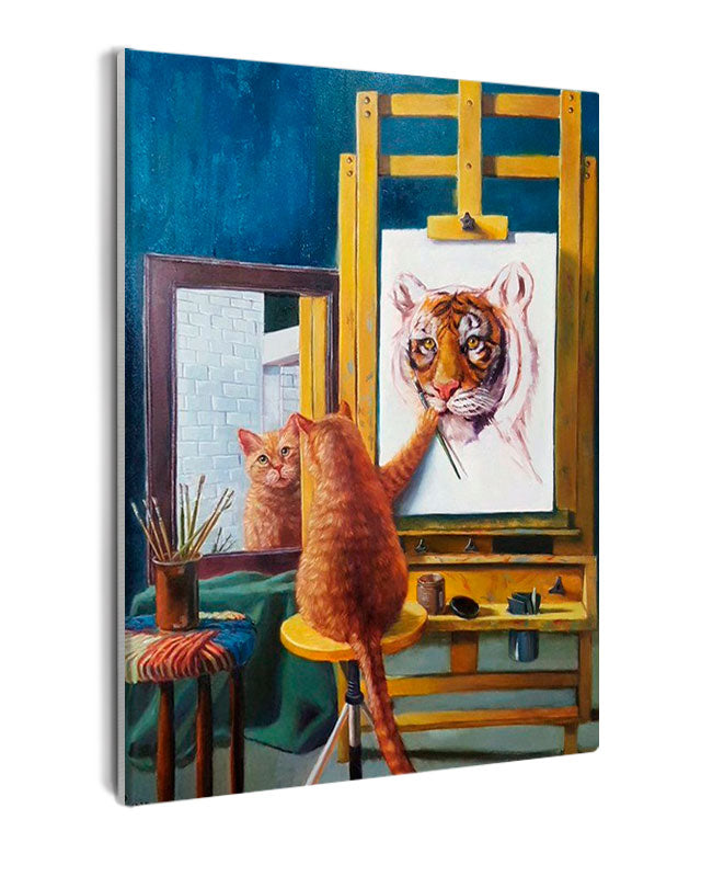 Paint By Numbers - Orange Cat Painting Tiger On Canvas - Framed- 40x50cm - Arterium
