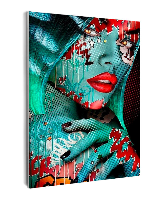Paint By Numbers - Vibrant Graffiti Portrait: Expressive Woman With Closed Eyes And Striking Attere - Framed- 40x50cm - Arterium