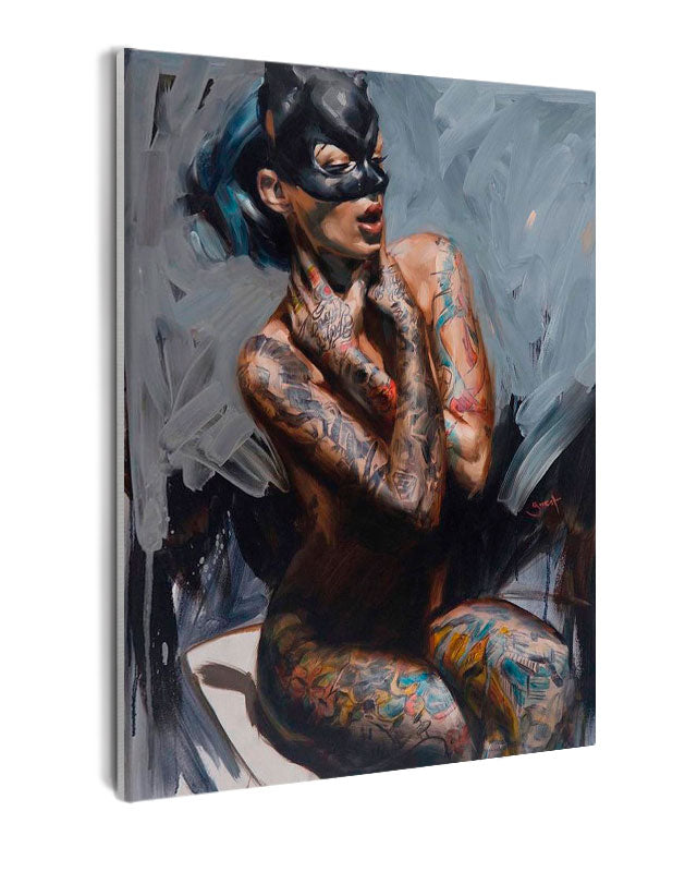 Paint By Numbers - Mysterious Seated Woman: A Refined Enigma In Black - Framed- 40x50cm - Arterium