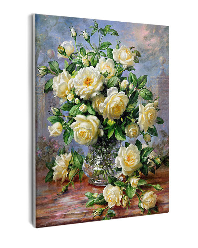 Paint By Numbers - Painting Of A Vase Of Flowers - Framed- 40x50cm - Arterium
