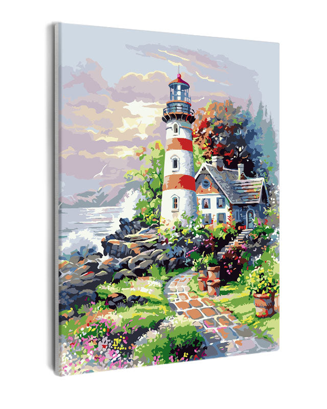 Paint By Numbers - Lighthouse On A Rocky Shore - Framed- 40x50cm - Arterium