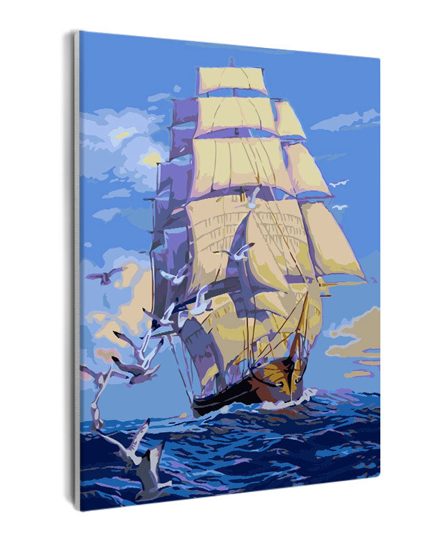 Paint By Numbers - Sailboat In The Ocean - Framed- 40x50cm - Arterium