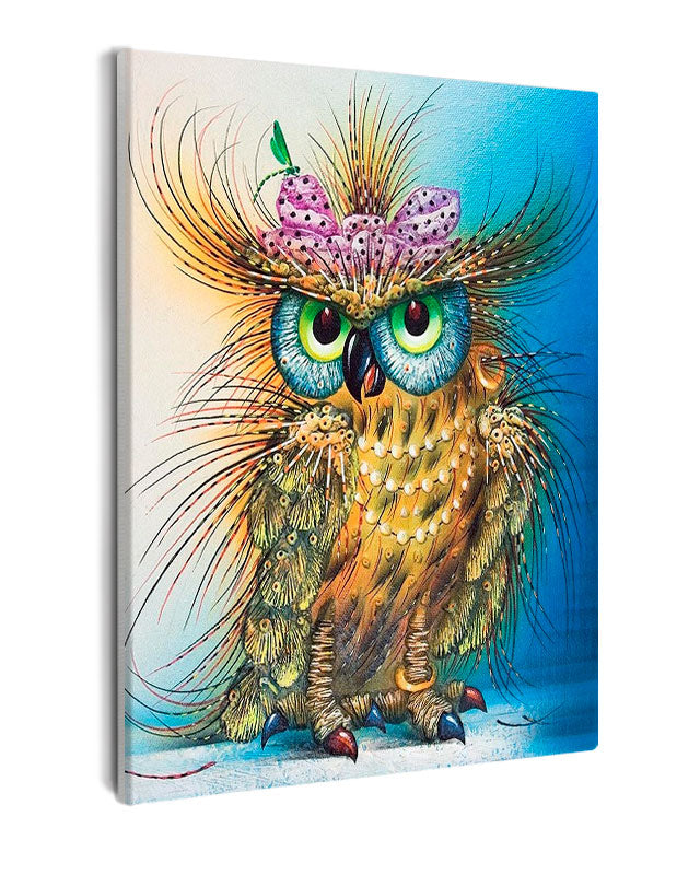 Paint By Numbers - Painting Of An Owl Wearing A Hat - Framed- 40x50cm - Arterium