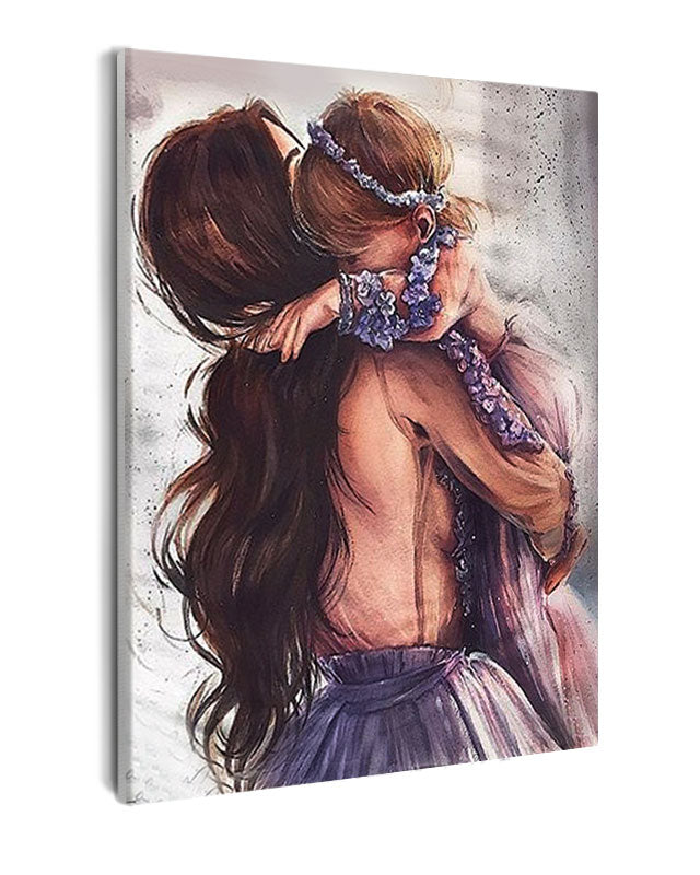 Paint By Numbers - Young Woman Holding A Little Girl - Framed- 40x50cm - Arterium