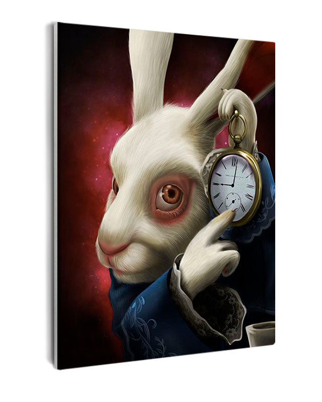 Paint By Numbers - Surreal White Rabbit: A Wonderland-Inspired Image - Framed- 40x50cm - Arterium