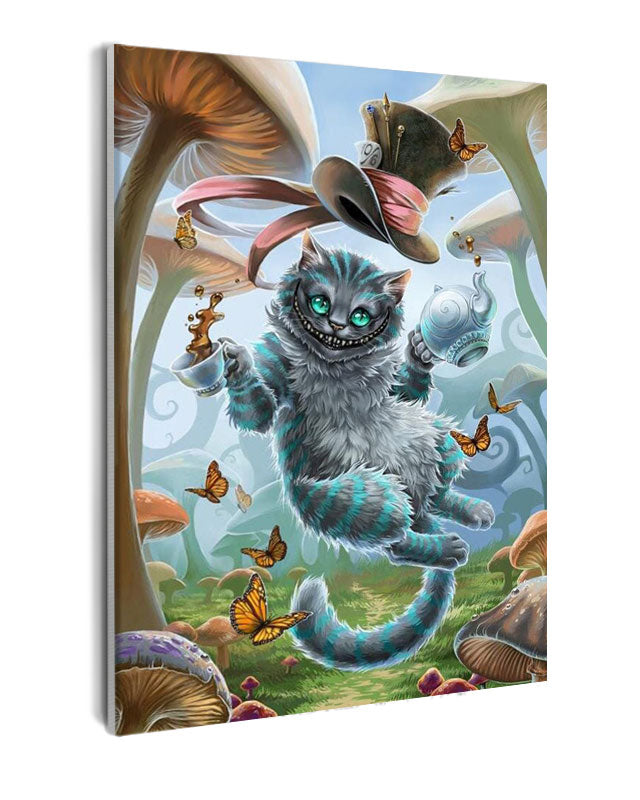 Paint By Numbers - Cartoon Of A Cat In A Hat And Teapot - Framed- 40x50cm - Arterium