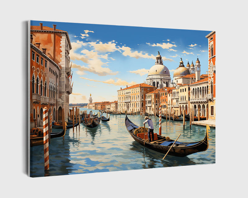 Paint By Numbers - Tranquil Grand Canal: A Captivating Gondola Journey In Venece - Framed- 40x50cm - Arterium