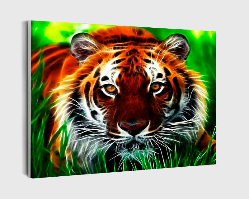 Paint By Numbers - Close-Up Tiger Portrait In Natural Habitat - Framed- 40x50cm - Arterium