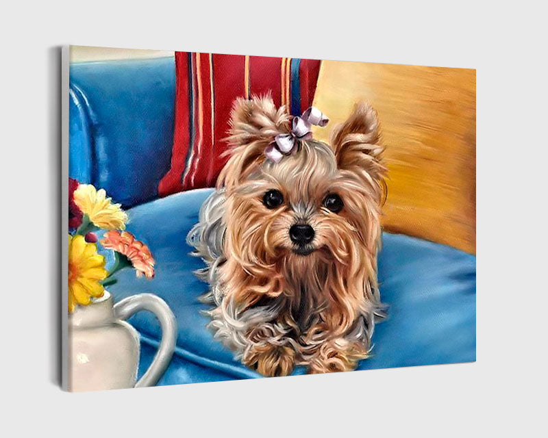 Paint By Numbers - Dog Sitting On A Chair - Framed- 40x50cm - Arterium