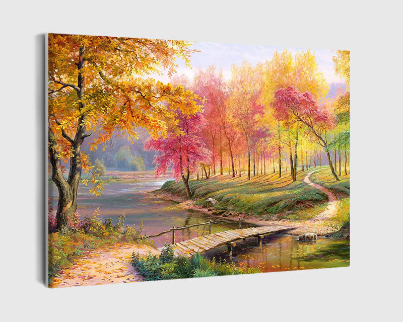Paint By Numbers - Autumn Forest - Framed- 40x50cm - Arterium