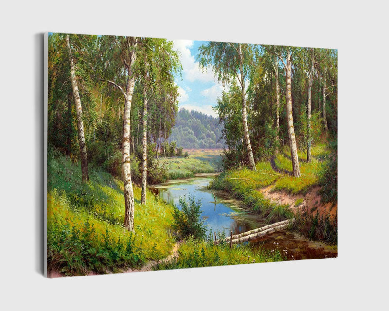 Paint By Numbers - Forest With A River 1 - Framed- 40x50cm - Arterium