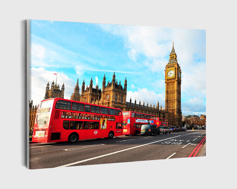 Paint By Numbers - London'S Iconic Landmarks: Double-Decker With Big Ben - Framed- 40x50cm - Arterium