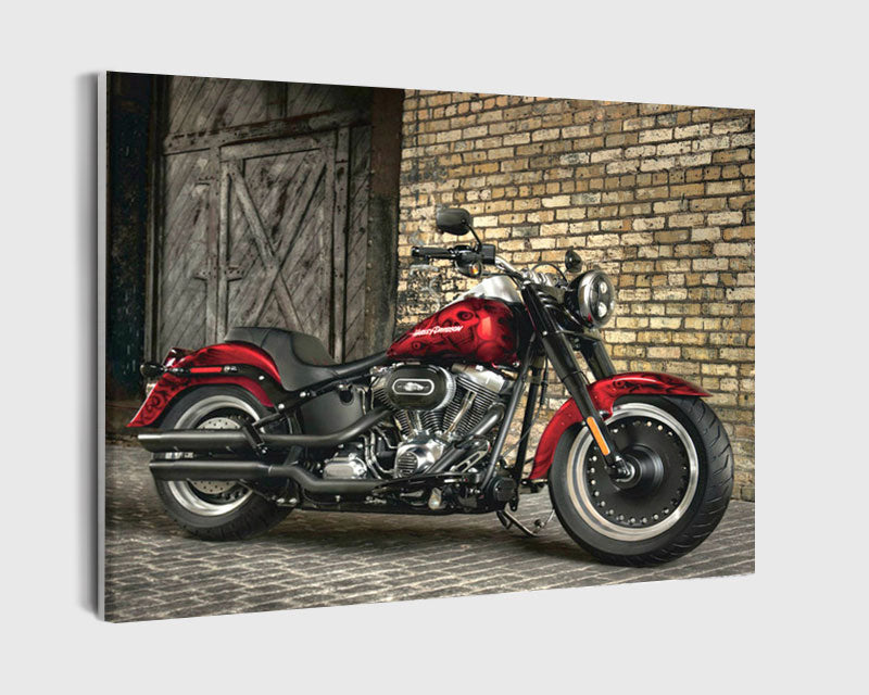 Paint By Numbers - Red Harley-Davidson On A Brick Road - Framed- 40x50cm - Arterium