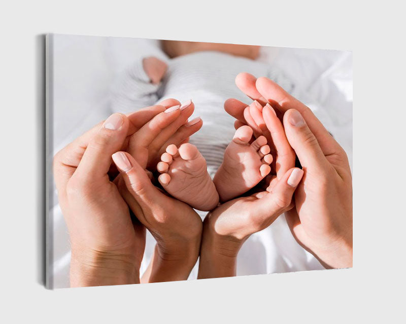 Paint By Numbers - Tender Connection: Adult Hands Cradle Baby Feet - Framed- 40x50cm - Arterium