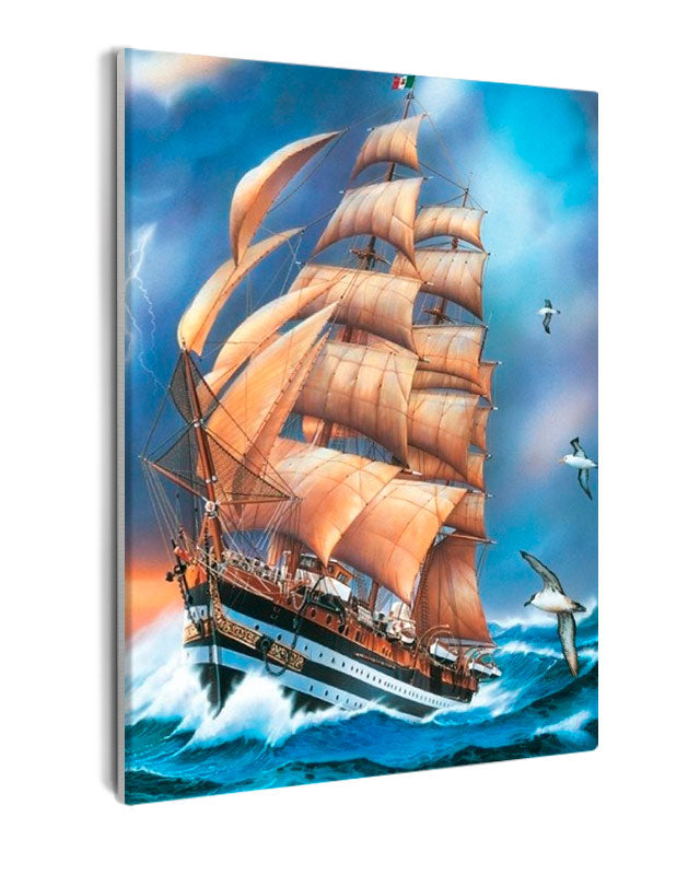 Paint By Numbers - Ship In A Stormy Sea - Framed- 40x50cm - Arterium