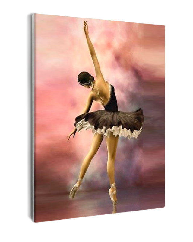 Paint By Numbers - Ballerina In Black Dress Stretching Her Hand Out - Framed- 40x50cm - Arterium