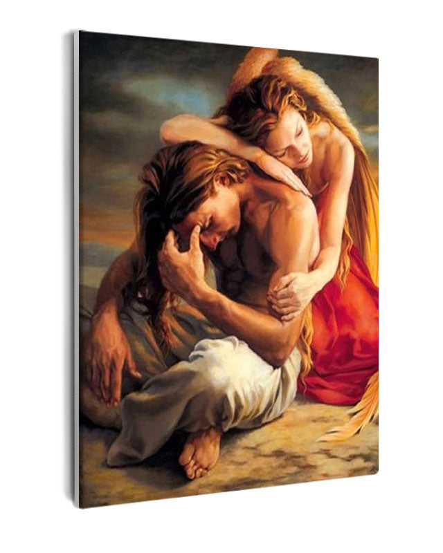 Paint By Numbers - Couple Embrace On The Beach - Framed- 40x50cm - Arterium