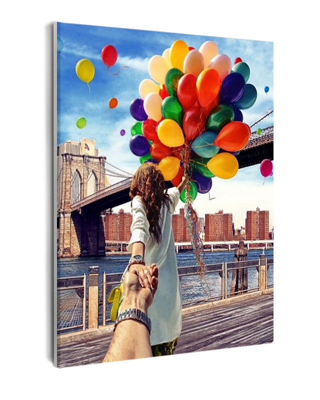 Paint By Numbers - Follow Me: Balloons In New York - Framed- 40x50cm - Arterium