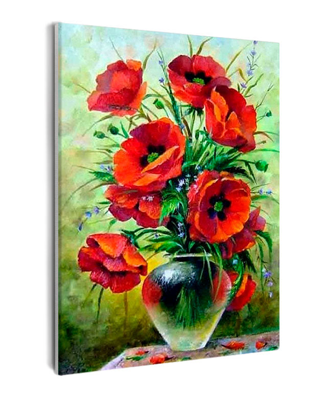 Paint By Numbers - Popies In A Vase - Framed- 40x50cm - Arterium