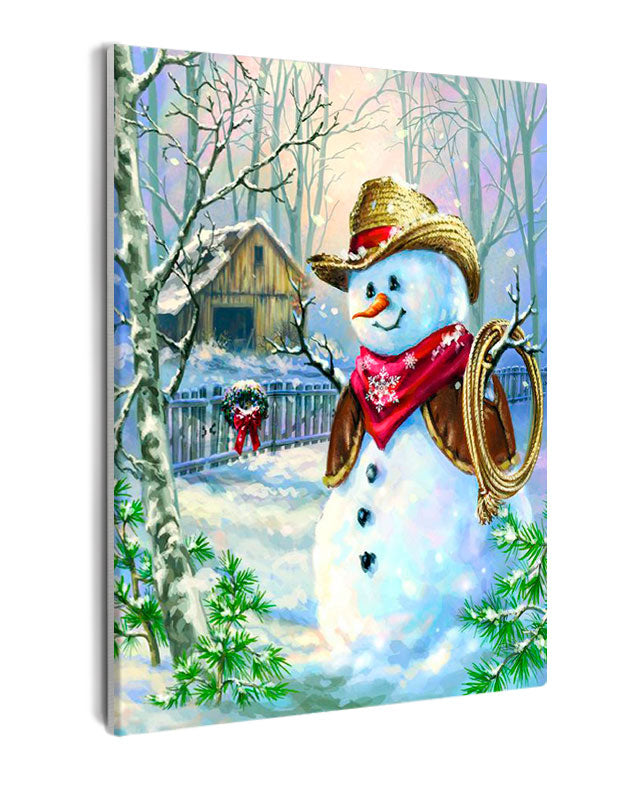 Paint By Numbers - Cowboy Snowman - Framed- 40x50cm - Arterium