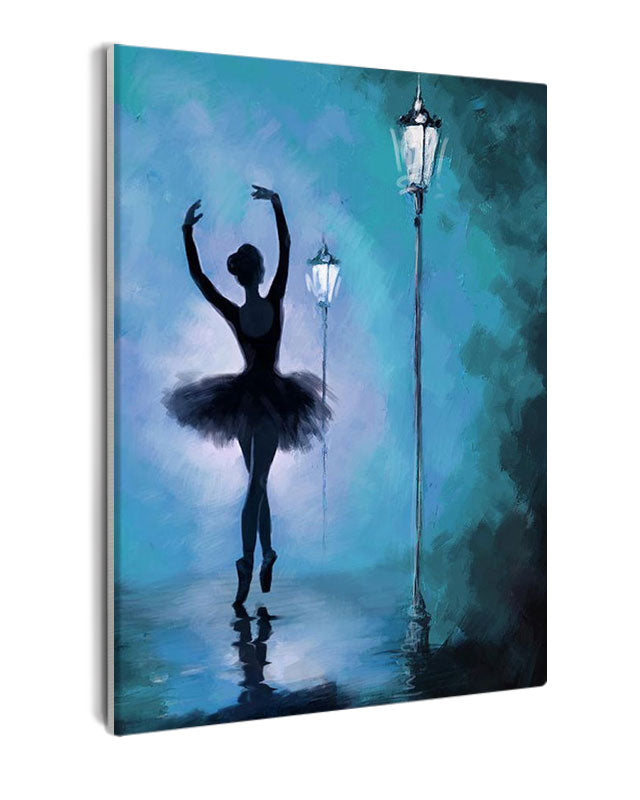 Paint By Numbers - Ballet Dancer At Night Next To Lamp Post - Framed- 40x50cm - Arterium