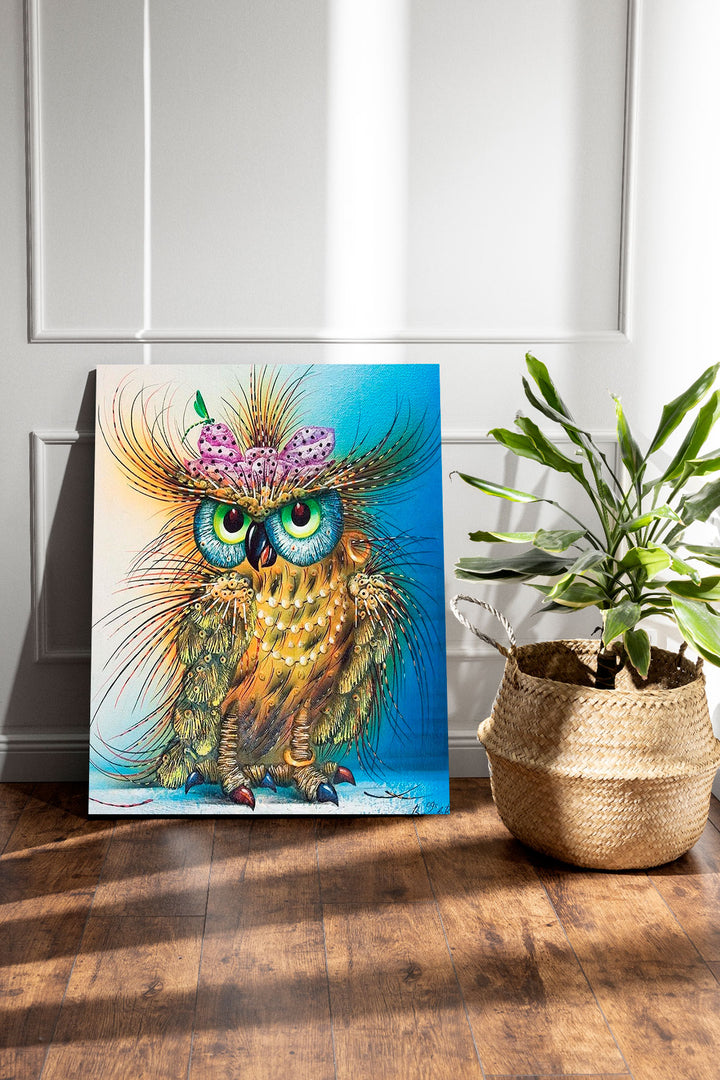 Paint By Numbers - Painting Of An Owl Wearing A Hat - Framed- 40x50cm - Arterium 