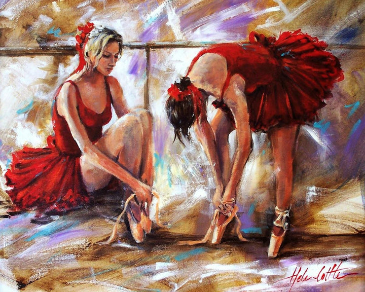 Paint By Numbers - Two Ballerinas Tying Their Shoes - Framed- 40x50cm - Arterium 