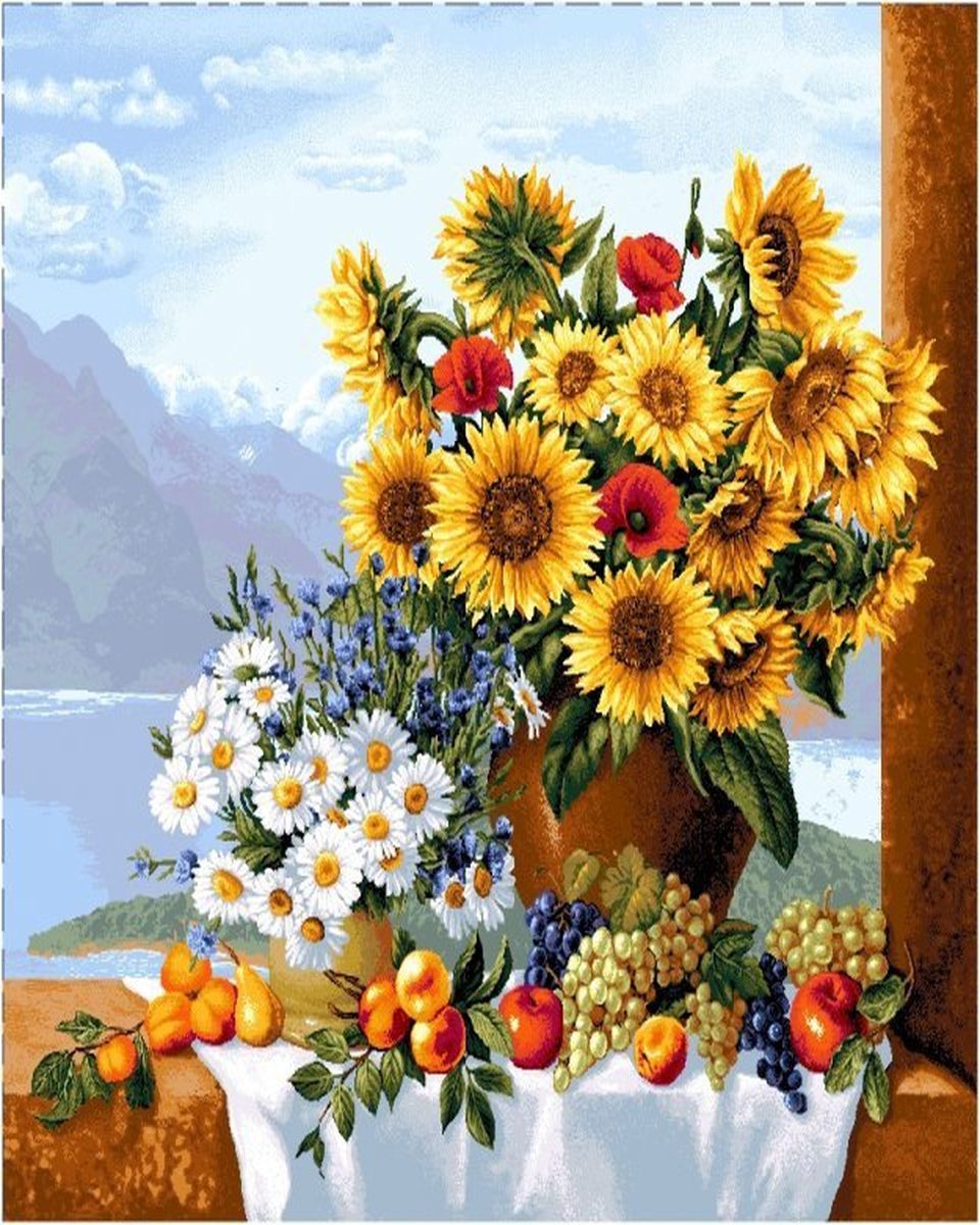 Paint By Numbers - Painting Of Flowers And Fruits On A Table - Framed- 40x50cm - Arterium 