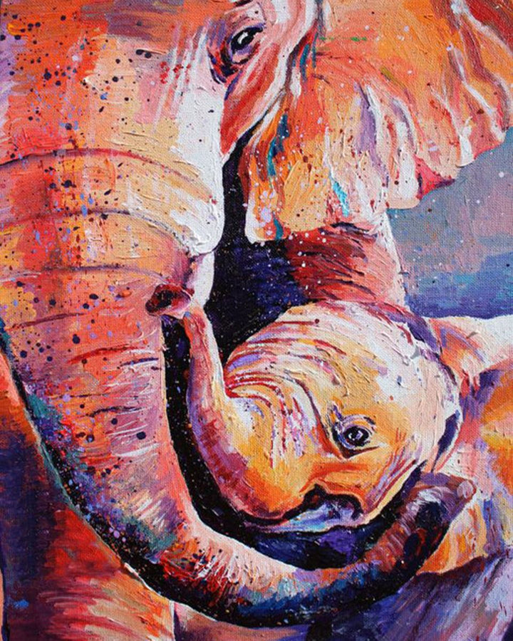 Paint By Numbers - An Elephant With Its Trunk Up - Framed- 40x50cm - Arterium 