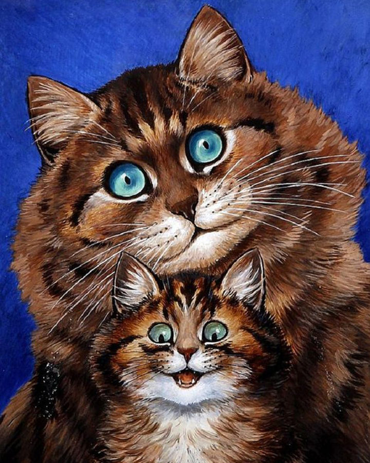 Paint By Numbers - Two Brown Cats Looking One On Top Of Another - Framed- 40x50cm - Arterium 
