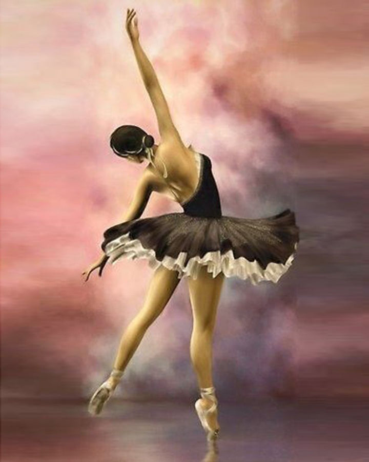 Paint By Numbers - Ballerina In Black Dress Stretching Her Hand Out - Framed- 40x50cm - Arterium 