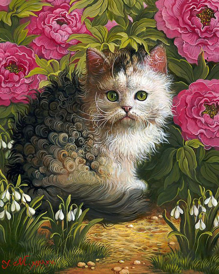 Paint By Numbers - Serene Cat In Natural Setting - Framed- 40x50cm - Arterium 